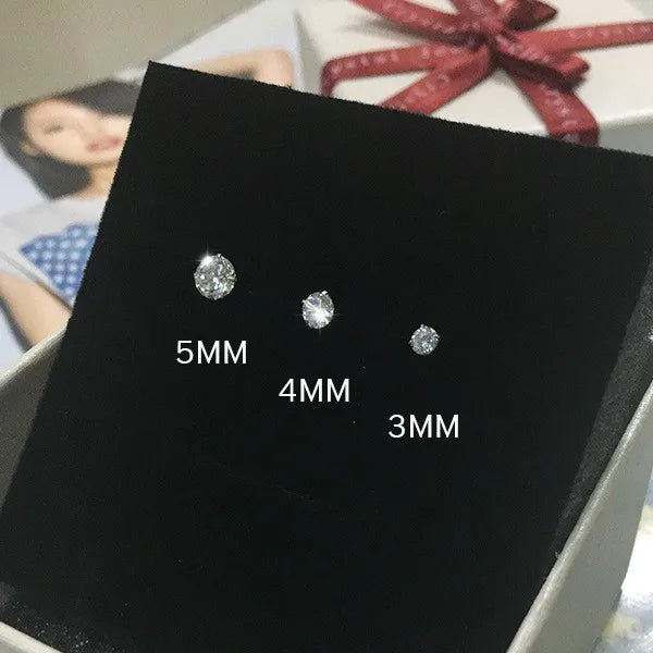 EF VVS1 Round Cut Moissanite 18K 925 Silver Stud Earring