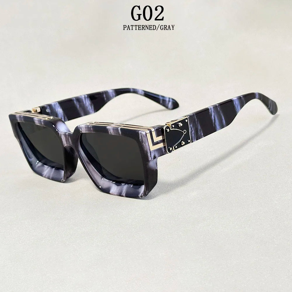 Square Sunglass Vintage Sunglasses Silver Retro Fashion Men Women Glasses
