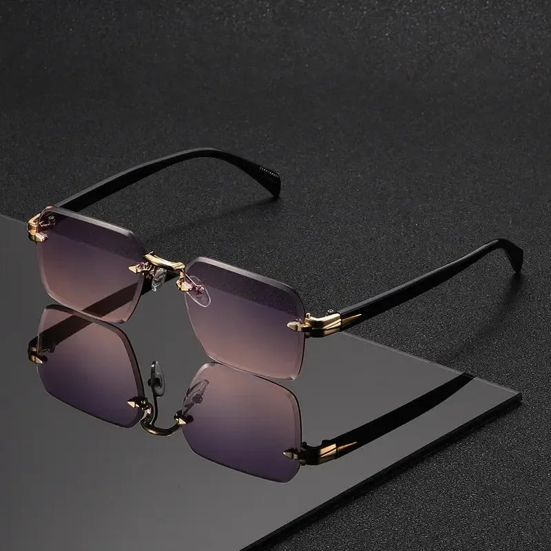 Rimless Sunglasses Rectangle Fashion Small Square Sunglasses