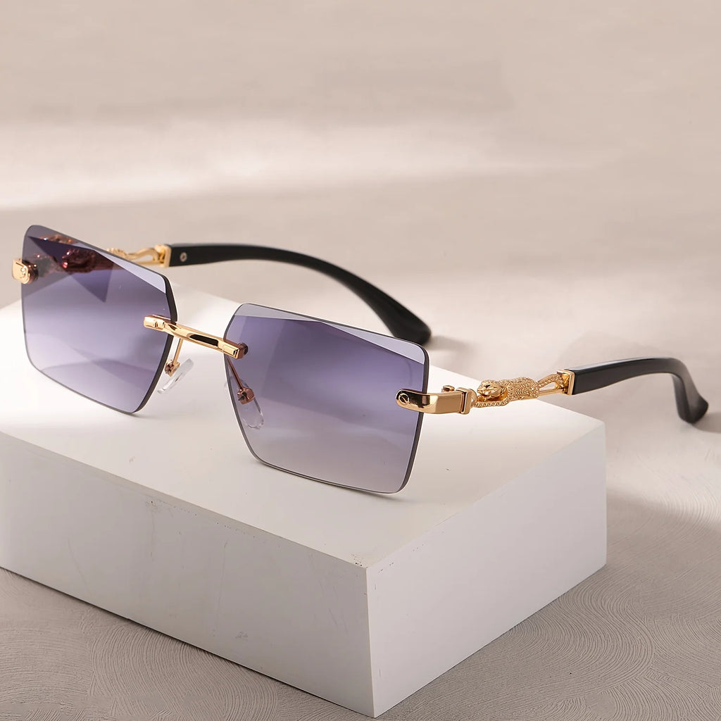 Rimless Sunglasses Rectangle Unisex Shades Small Square Sun Glasses