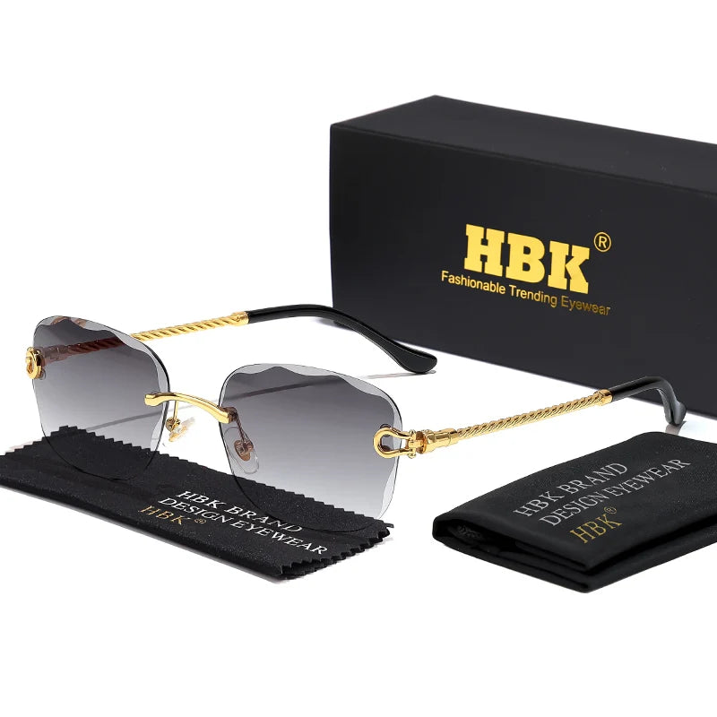 Vintage Frameless Luxury Wave Metal Unisex Sun Glasses