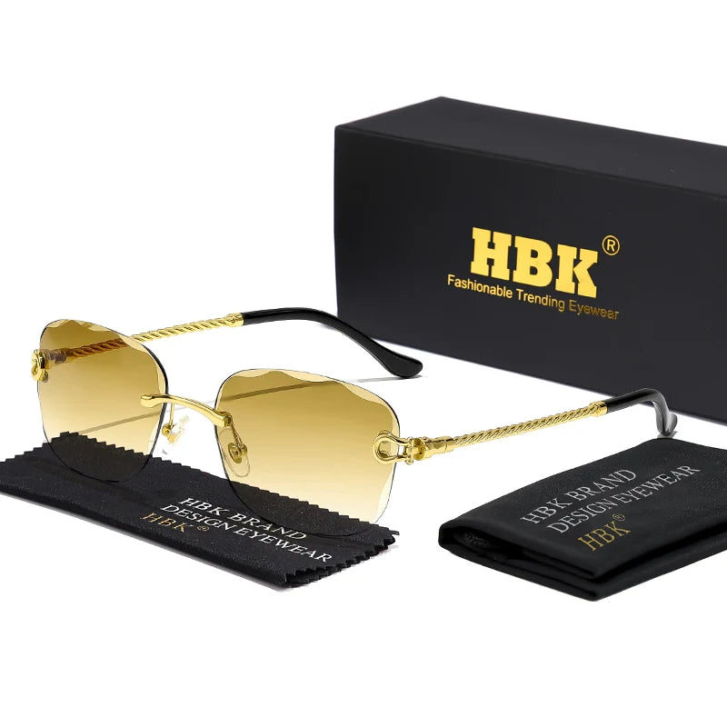 Vintage Frameless Luxury Wave Metal Unisex Sun Glasses