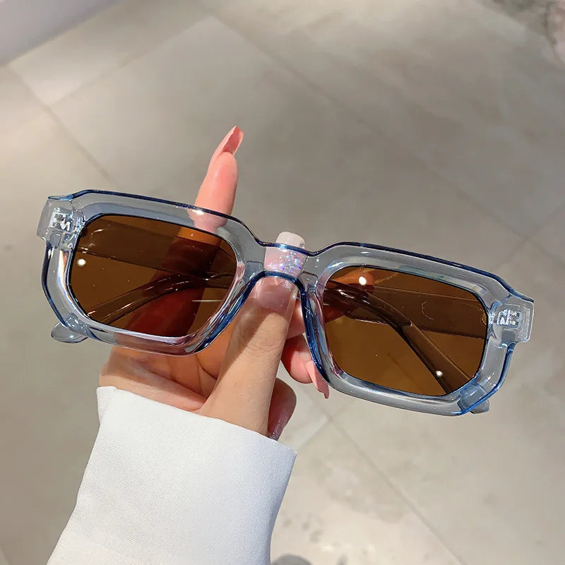 Vintage Rectangle Frame Retro Luxury Brand Design Sunglasses