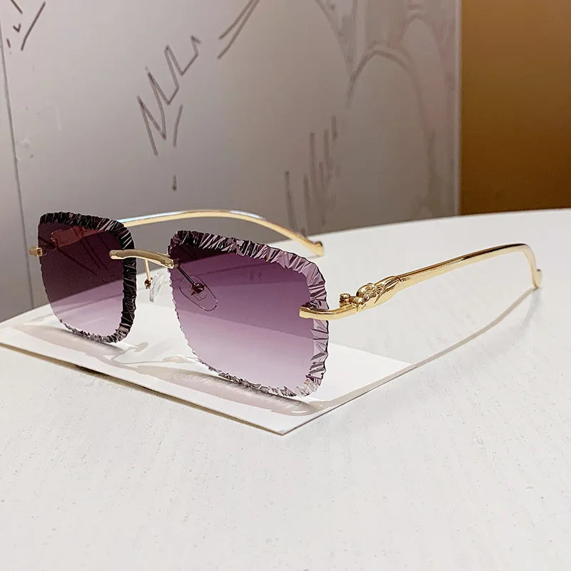 Fashion Luxury Brand Designer Sunglasses Rimless Vintage Elegant Unisex Sunglasses