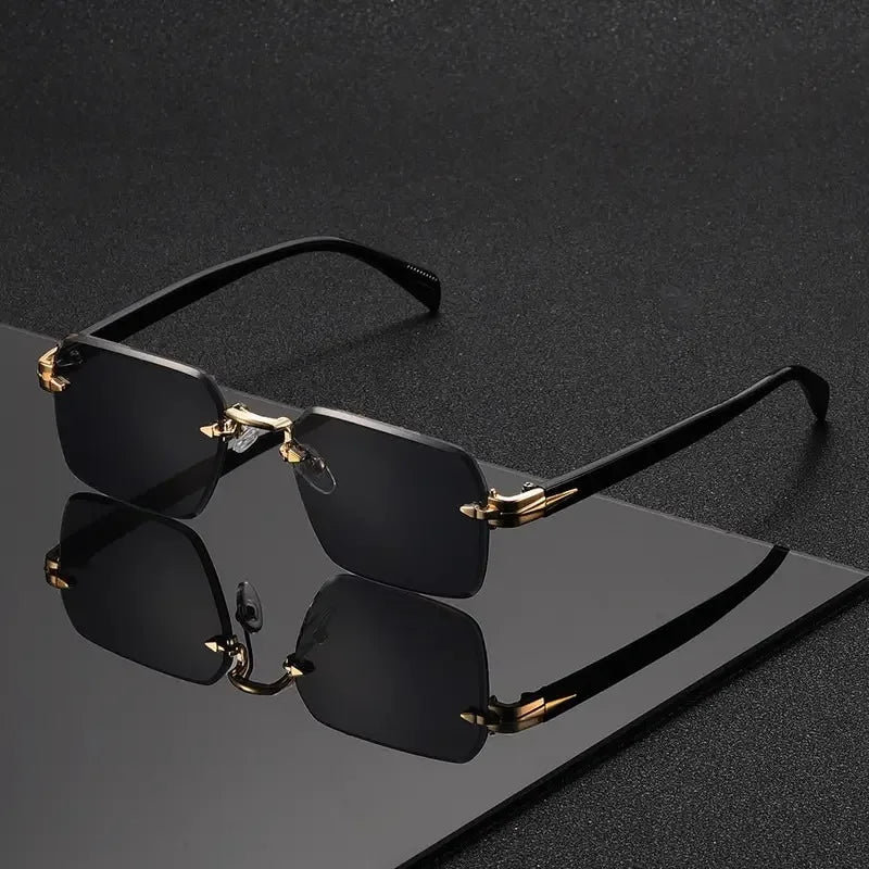 Rimless Sunglasses Rectangle Fashion Small Square Sunglasses