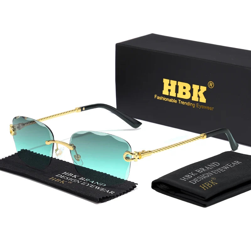 Vintage Frameless Luxury Wave Metal Unisex Sun Glasses