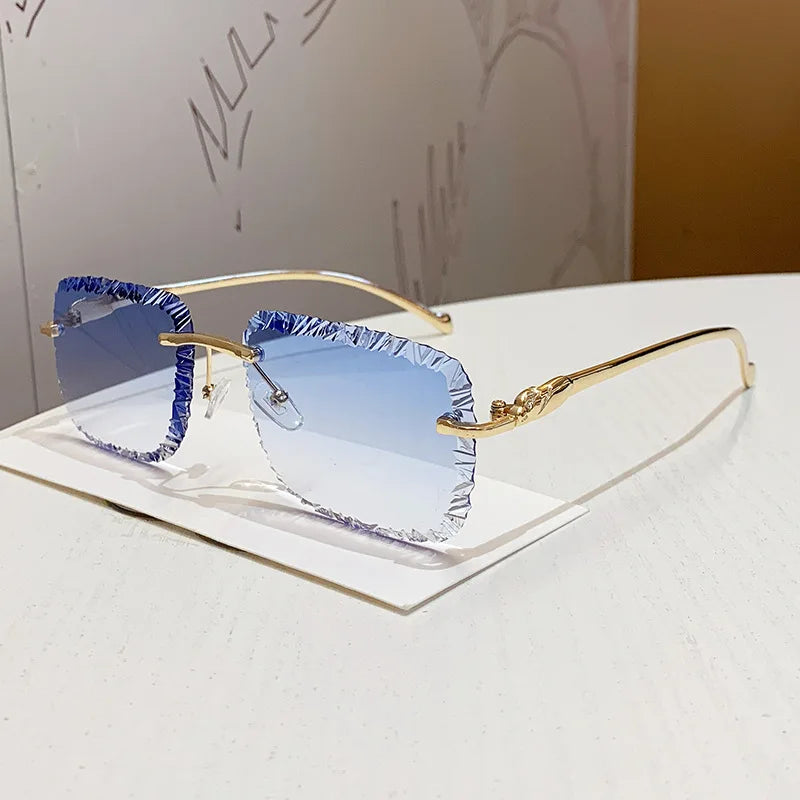 Fashion Luxury Brand Designer Sunglasses Rimless Vintage Elegant Unisex Sunglasses