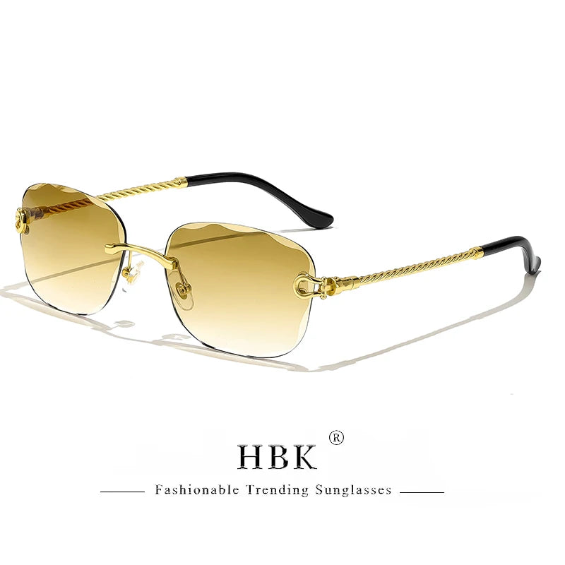 Vintage Frameless Luxury Wave Metal Unisex Sun Glasses