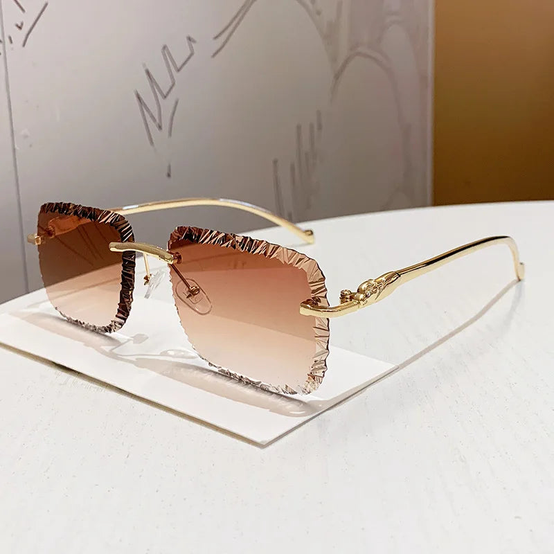 Fashion Luxury Brand Designer Sunglasses Rimless Vintage Elegant Unisex Sunglasses