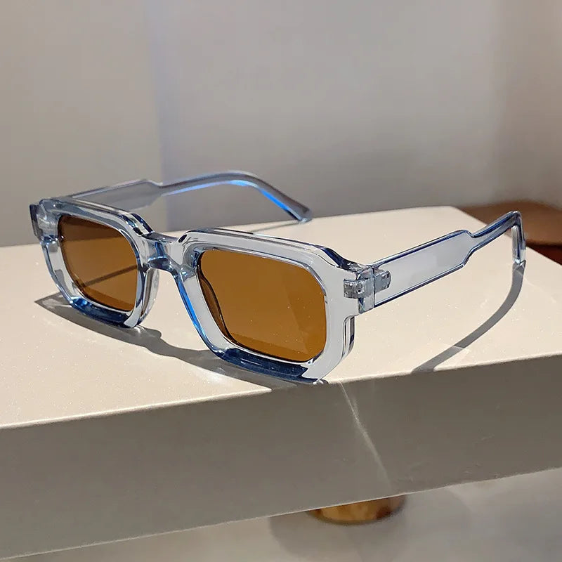 Vintage Rectangle Frame Retro Luxury Brand Design Sunglasses