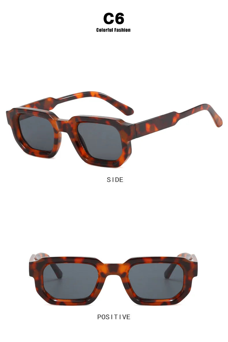 Vintage Rectangle Frame Retro Luxury Brand Design Sunglasses