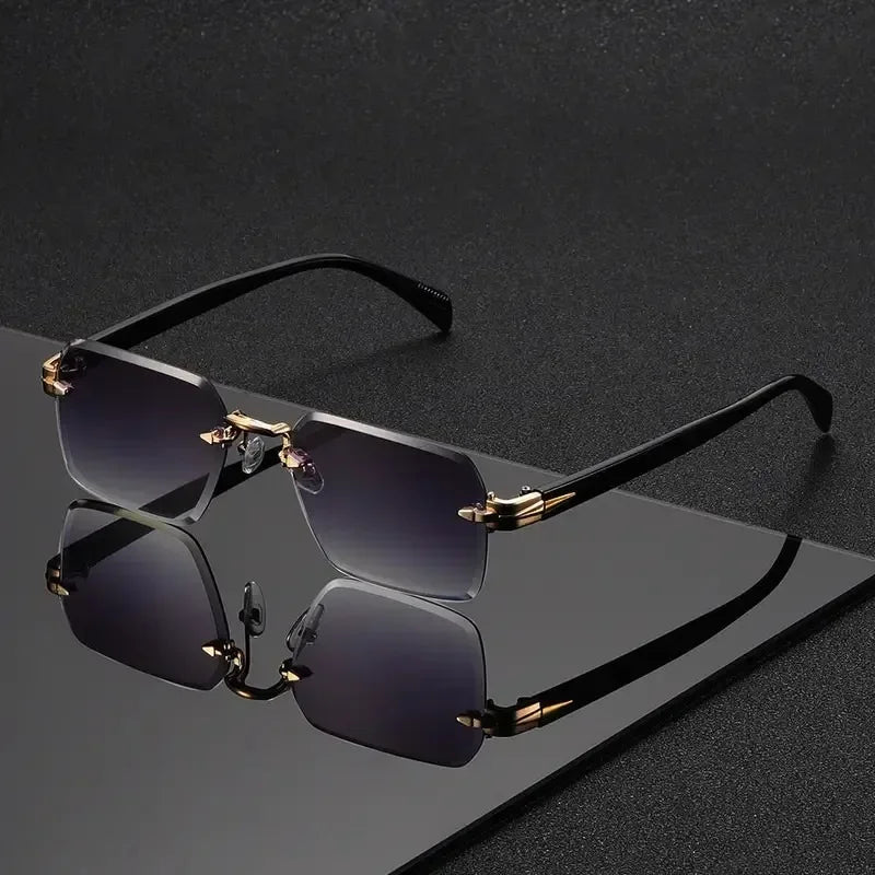 Rimless Sunglasses Rectangle Fashion Small Square Sunglasses