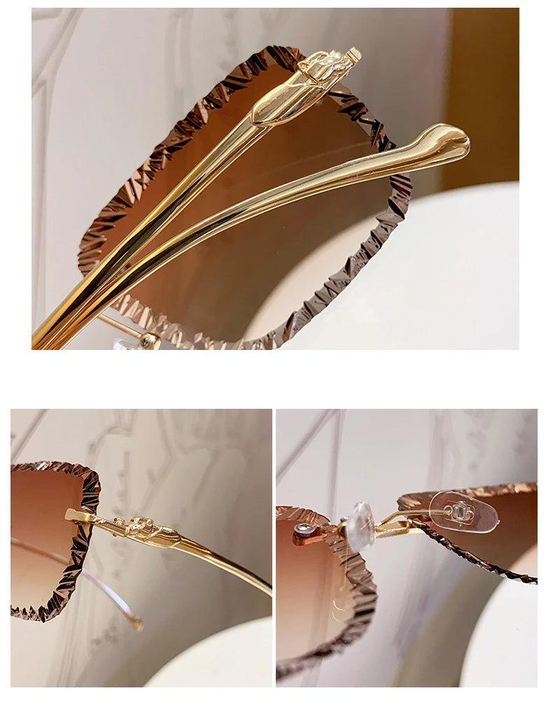 Fashion Luxury Brand Designer Sunglasses Rimless Vintage Elegant Unisex Sunglasses
