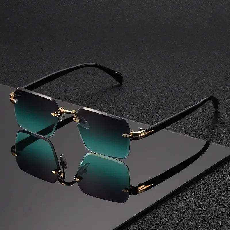 Rimless Sunglasses Rectangle Fashion Small Square Sunglasses