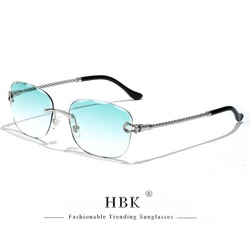 Vintage Frameless Luxury Wave Metal Unisex Sun Glasses