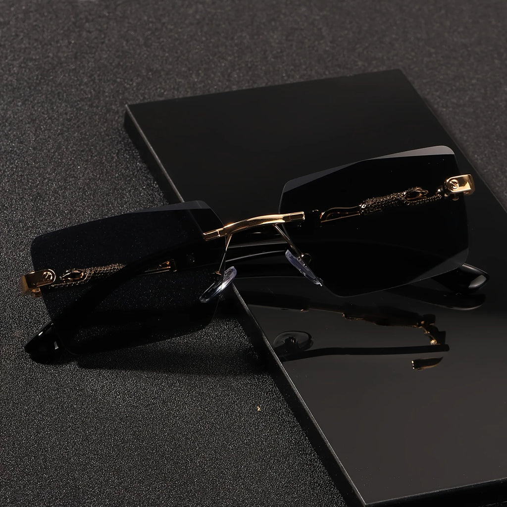 Rimless Sunglasses Rectangle Unisex Shades Small Square Sun Glasses