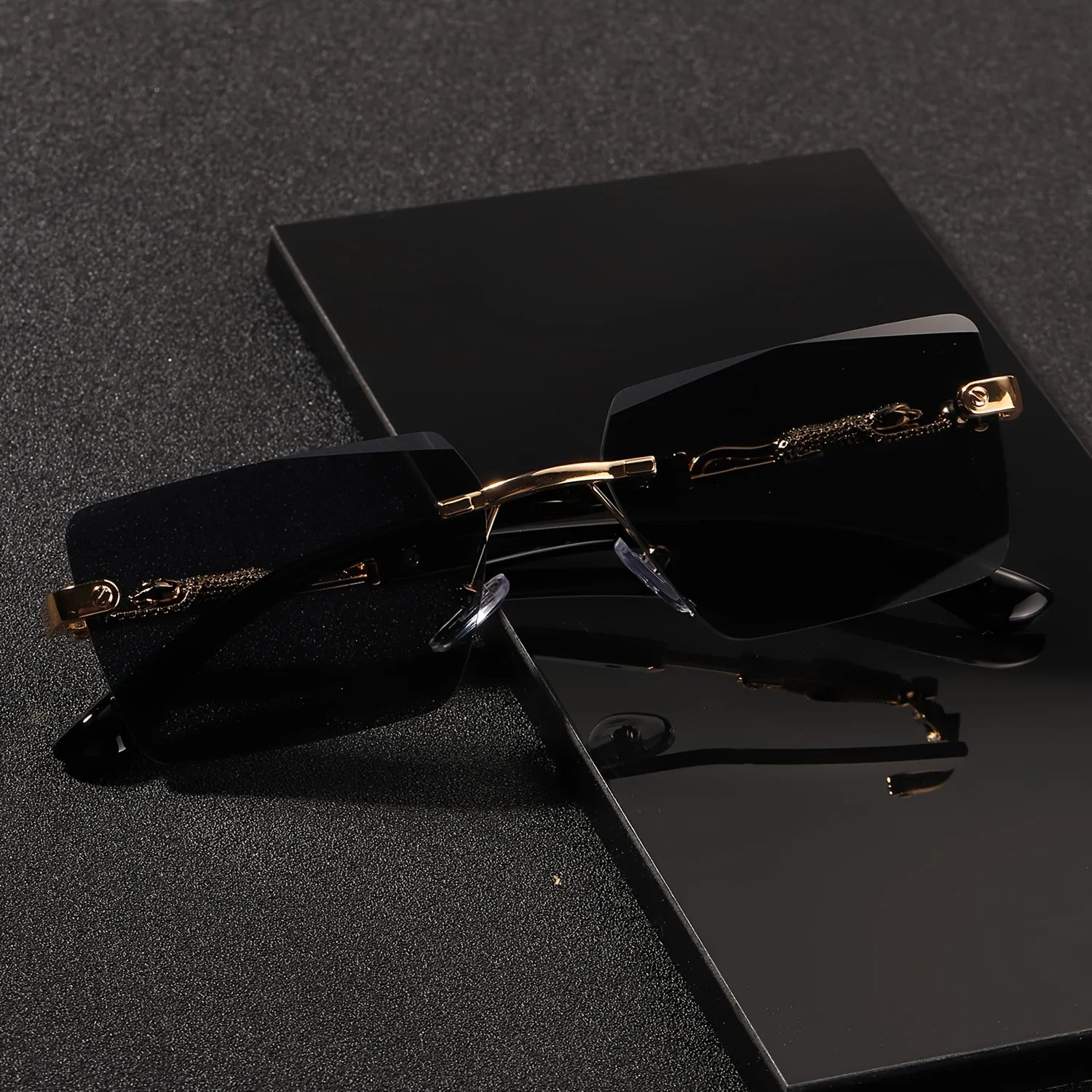 Rimless Sunglasses Rectangle Unisex Shades Small Square Sun Glasses