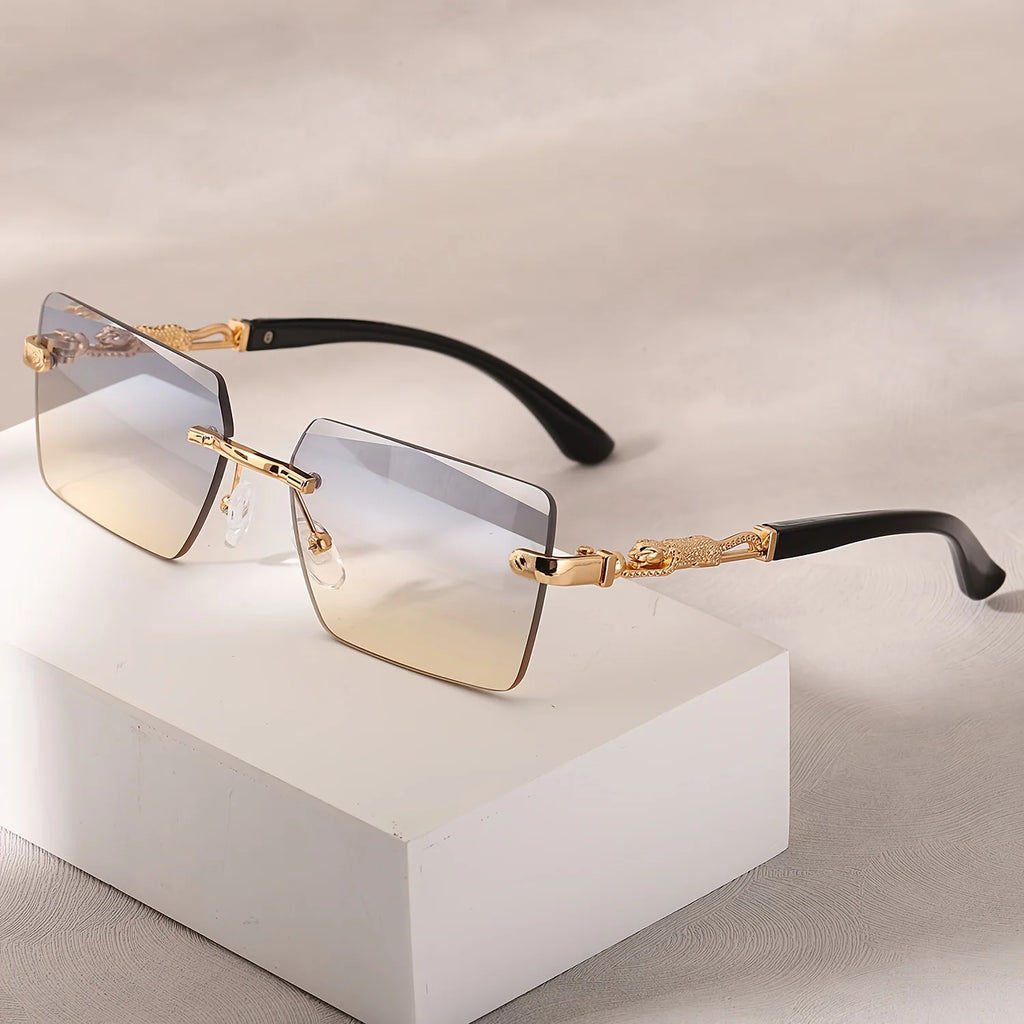 Rimless Sunglasses Rectangle Unisex Shades Small Square Sun Glasses