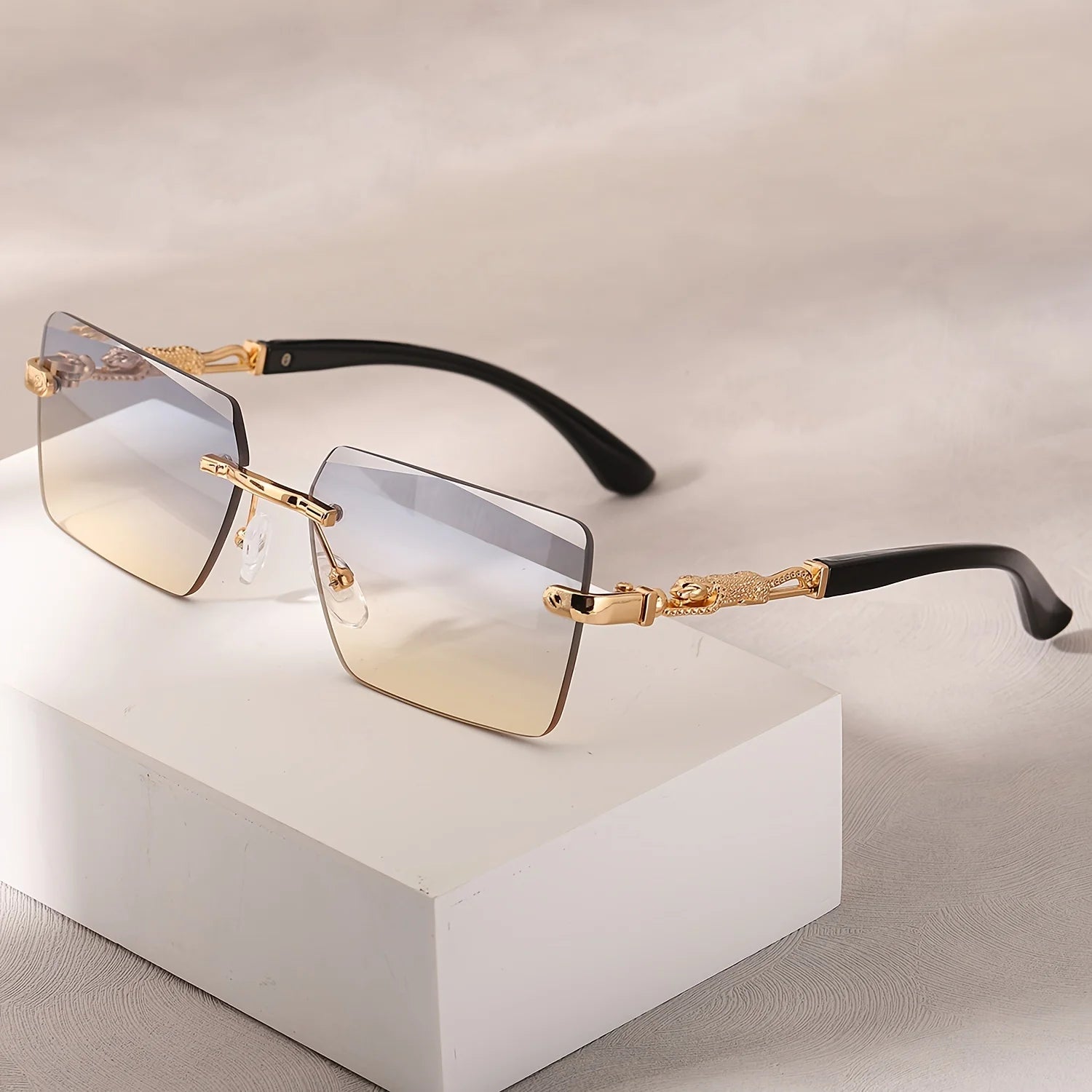 Rimless Sunglasses Rectangle Unisex Shades Small Square Sun Glasses