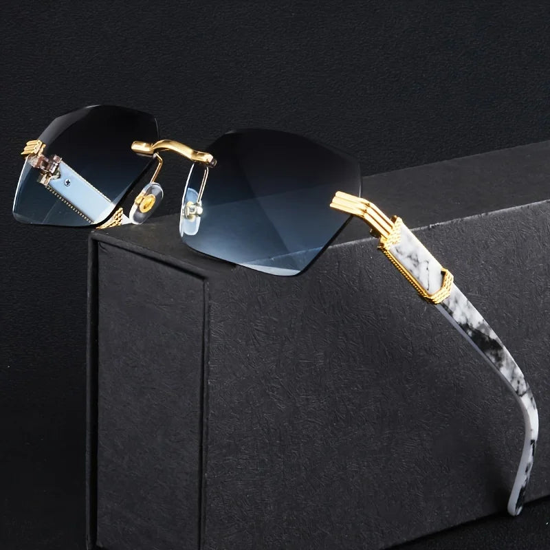 Classic Small Square Rimless Sunglasses Unisex Sunglasses