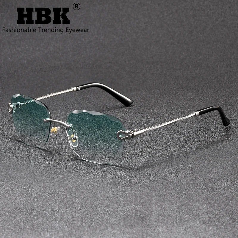 Vintage Frameless Luxury Wave Metal Unisex Sun Glasses