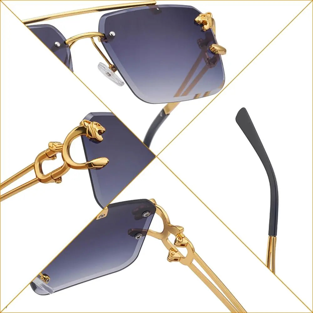 Rimless Square Luxury Designer Retro Sunglasses