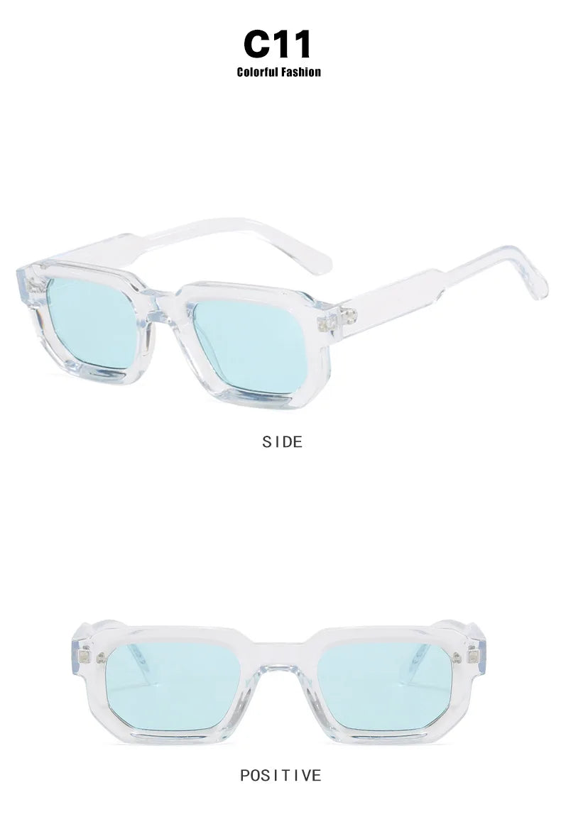 Vintage Rectangle Frame Retro Luxury Brand Design Sunglasses