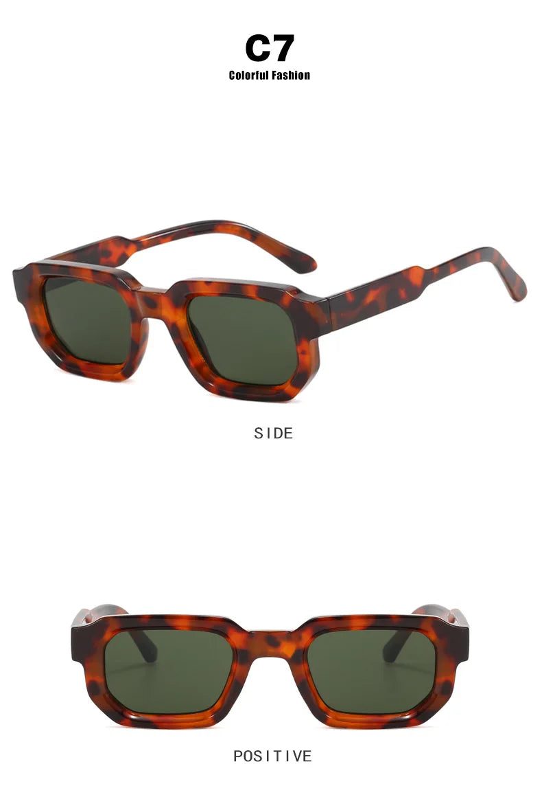 Vintage Rectangle Frame Retro Luxury Brand Design Sunglasses