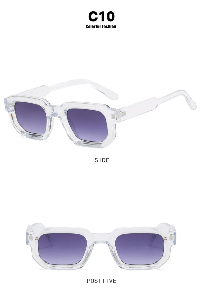 Vintage Rectangle Frame Retro Luxury Brand Design Sunglasses