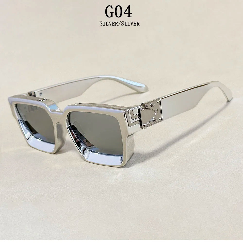 Square Sunglass Vintage Sunglasses Silver Retro Fashion Men Women Glasses
