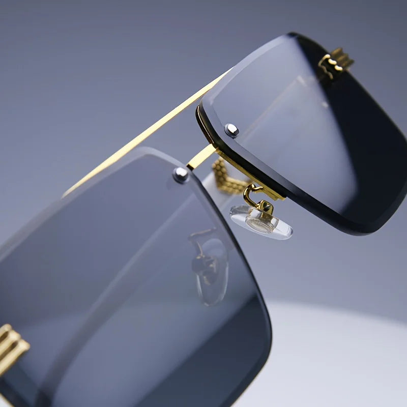 Classic Small Square Rimless Sunglasses Unisex Sunglasses