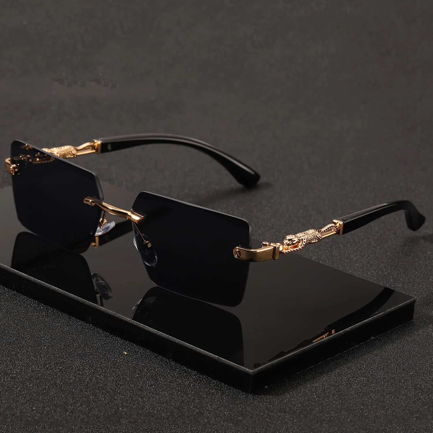Rimless Sunglasses Rectangle Unisex Shades Small Square Sun Glasses