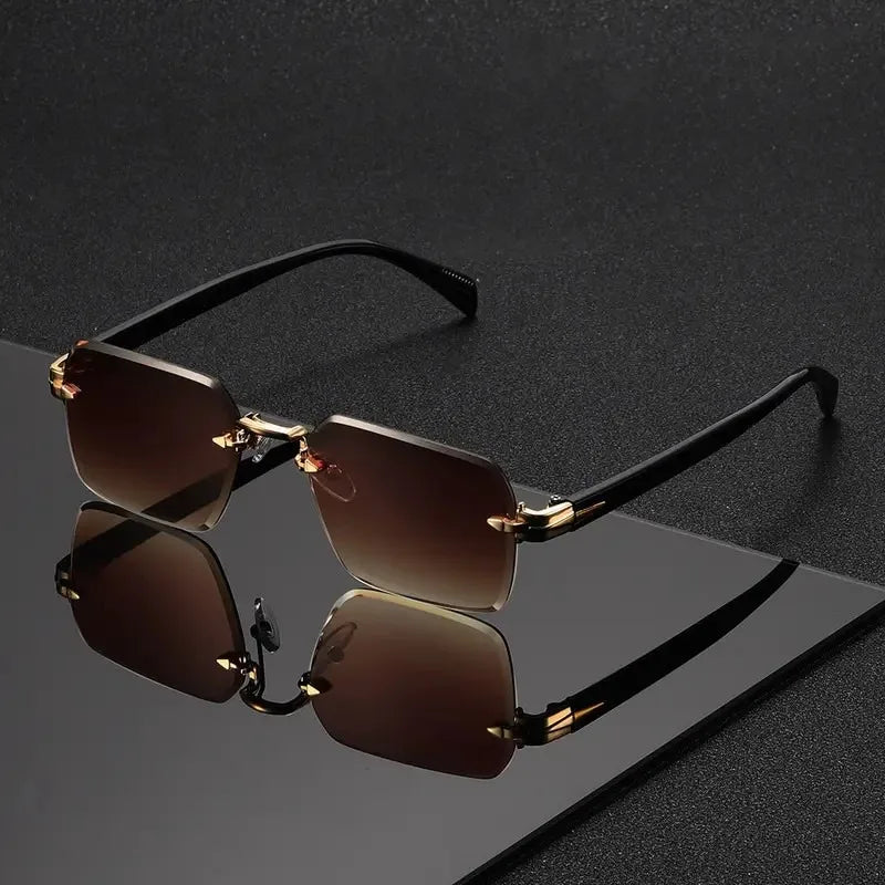 Rimless Sunglasses Rectangle Fashion Small Square Sunglasses