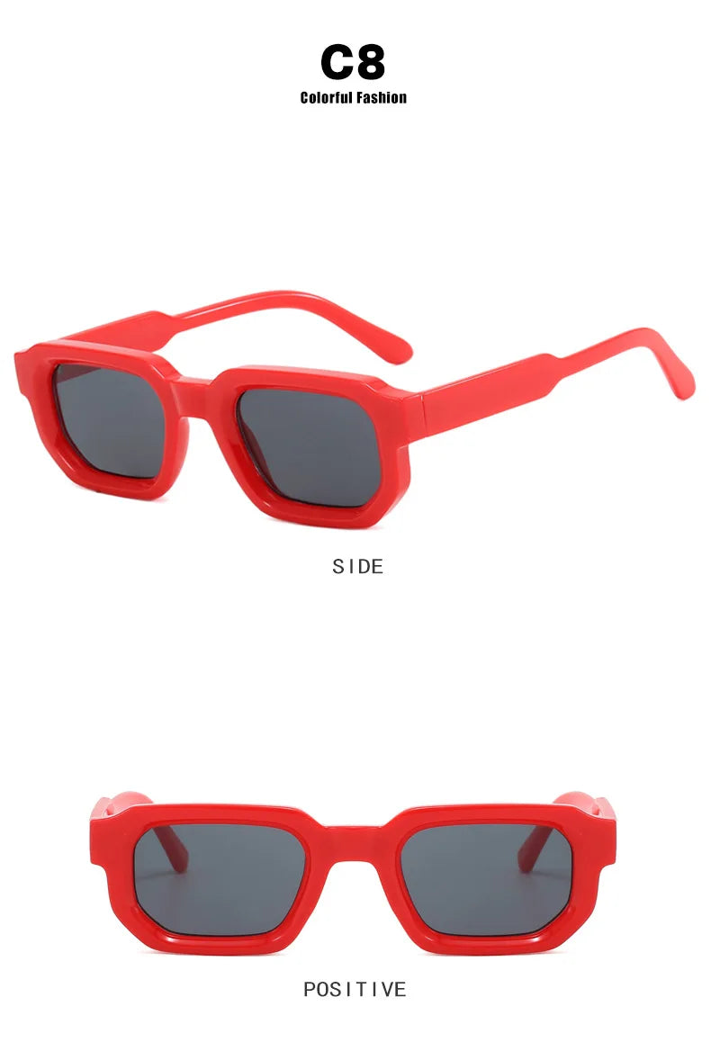 Vintage Rectangle Frame Retro Luxury Brand Design Sunglasses