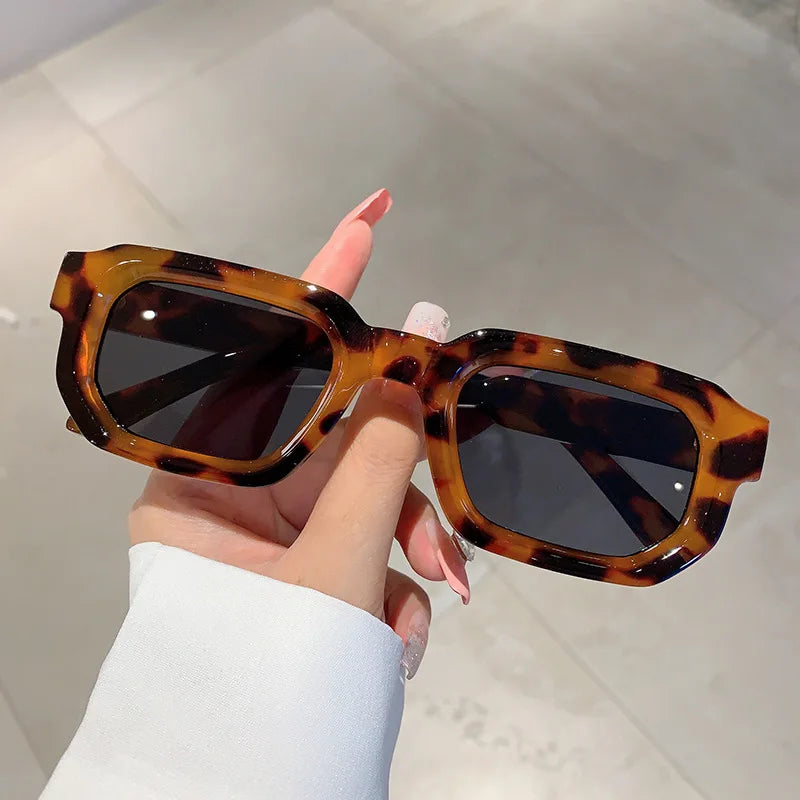 Vintage Rectangle Frame Retro Luxury Brand Design Sunglasses