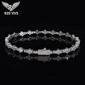925 VVS Moissanite Star Chain Iced Out Tennis Cross Bracelet Sterling Silver with GRA Certification