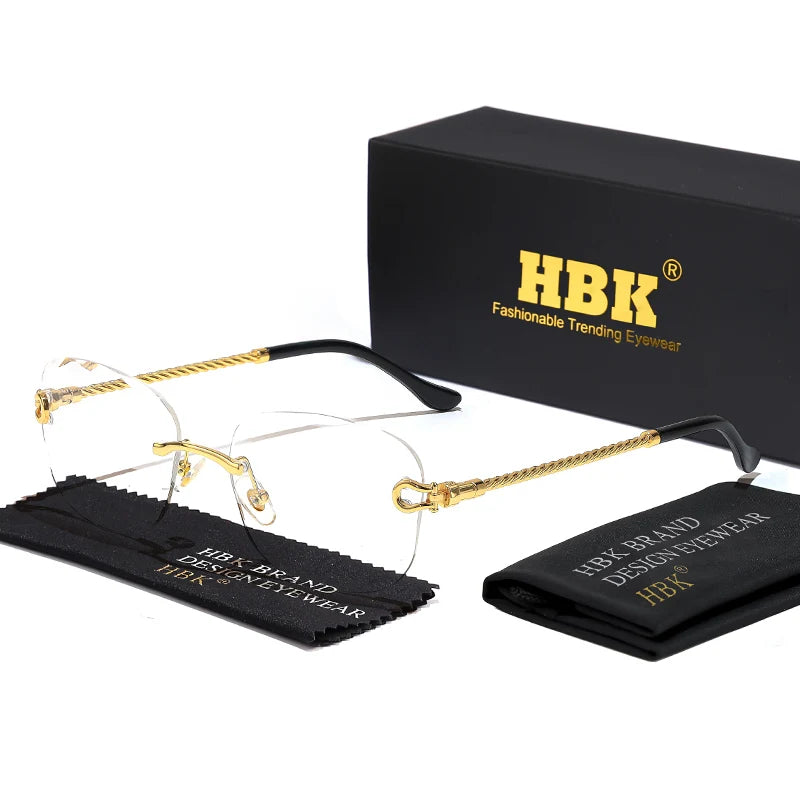Vintage Frameless Luxury Wave Metal Unisex Sun Glasses