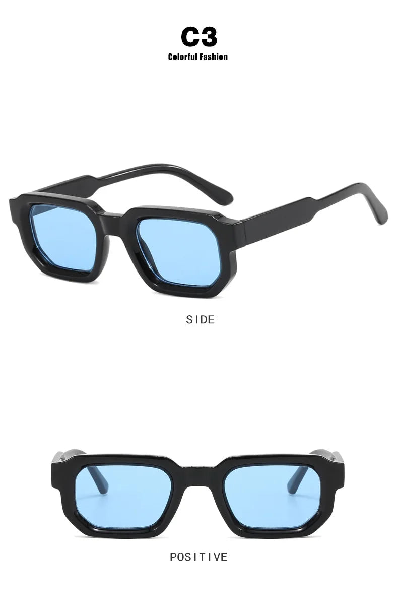 Vintage Rectangle Frame Retro Luxury Brand Design Sunglasses