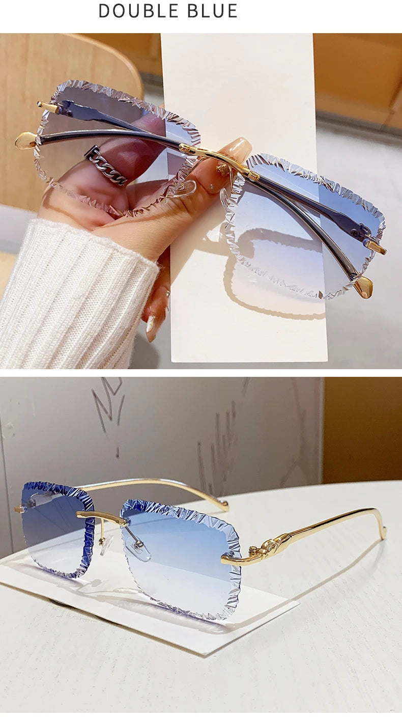 Fashion Luxury Brand Designer Sunglasses Rimless Vintage Elegant Unisex Sunglasses