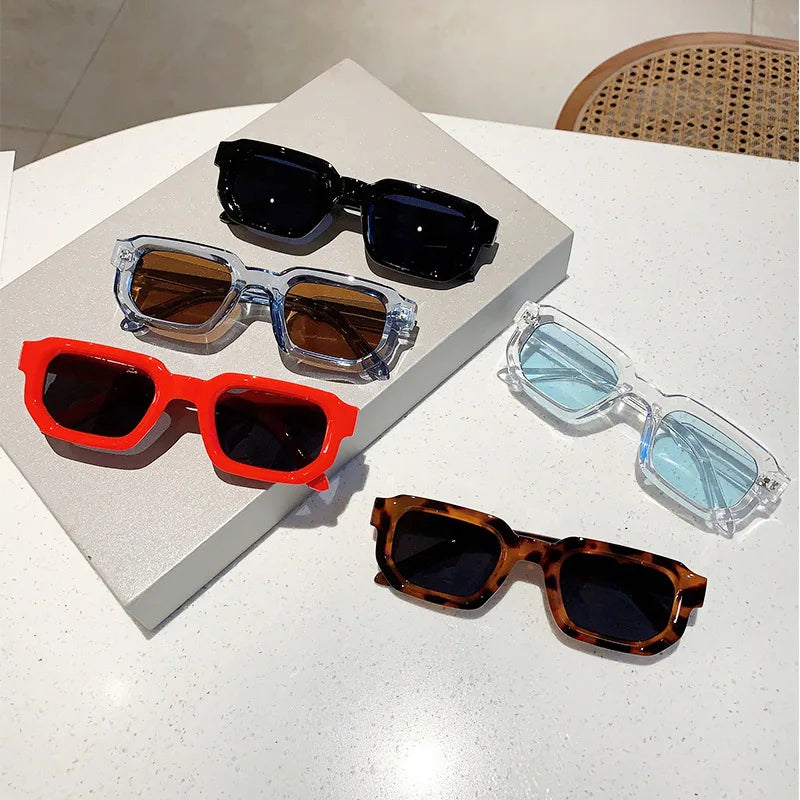 Vintage Rectangle Frame Retro Luxury Brand Design Sunglasses