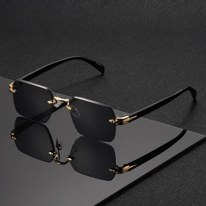 Rimless Sunglasses Rectangle Fashion Small Square Sunglasses