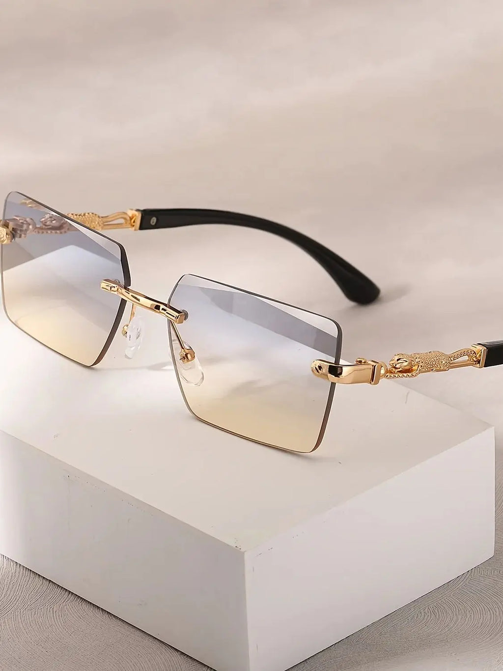 Rimless Sunglasses Rectangle Unisex Shades Small Square Sun Glasses