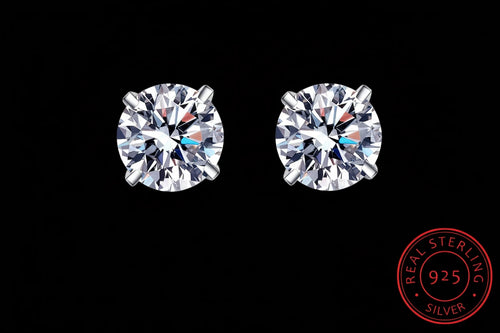 EF VVS1 Round Cut Moissanite 18K 925 Silver Stud Earring