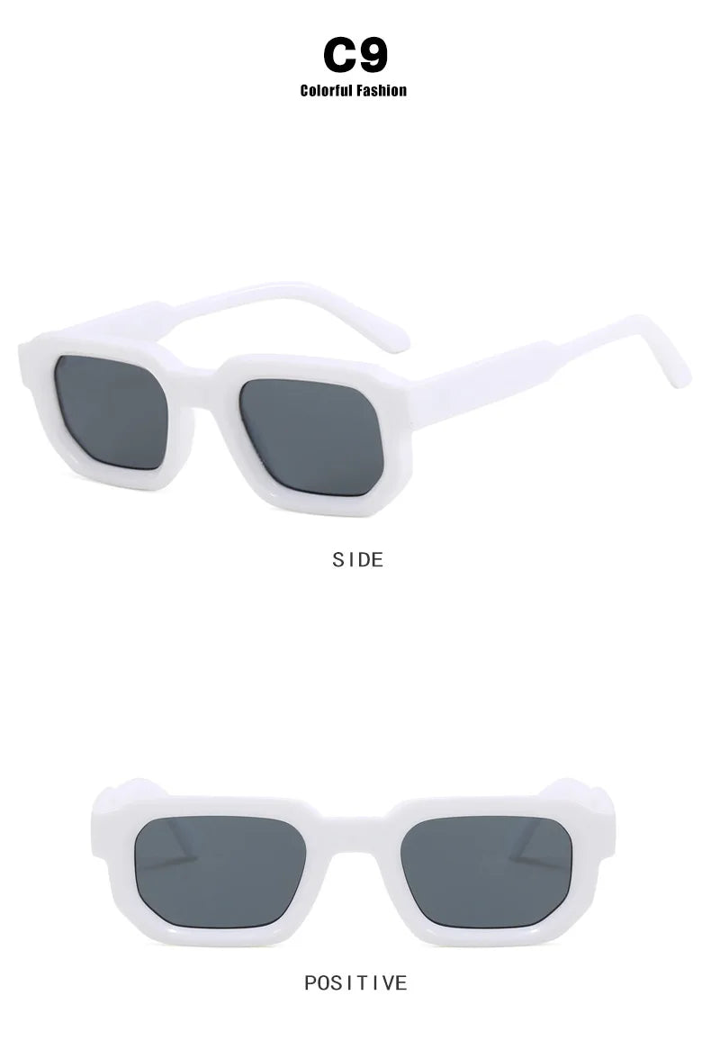 Vintage Rectangle Frame Retro Luxury Brand Design Sunglasses