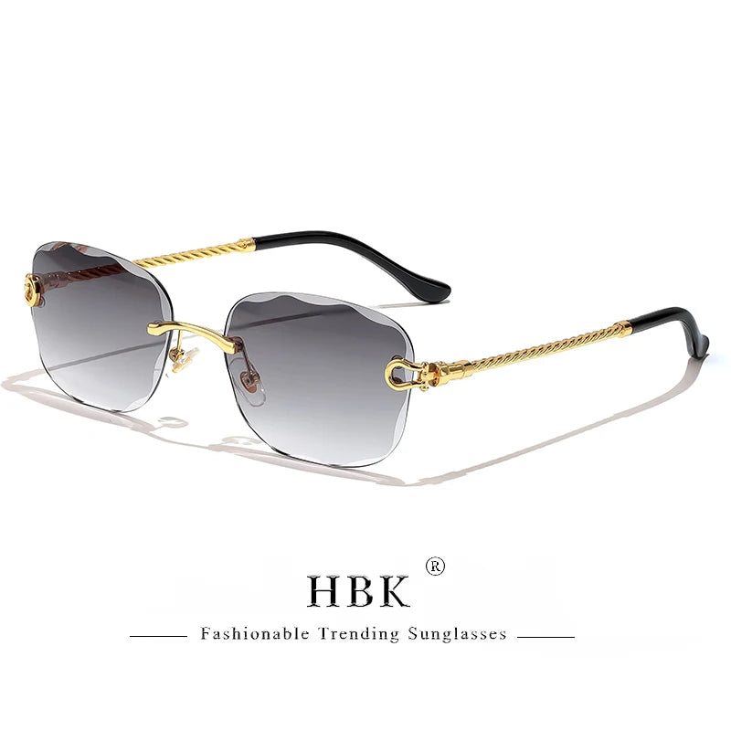 Vintage Frameless Luxury Wave Metal Unisex Sun Glasses