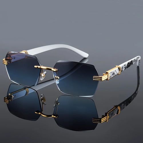 Classic Small Square Rimless Sunglasses Unisex Sunglasses