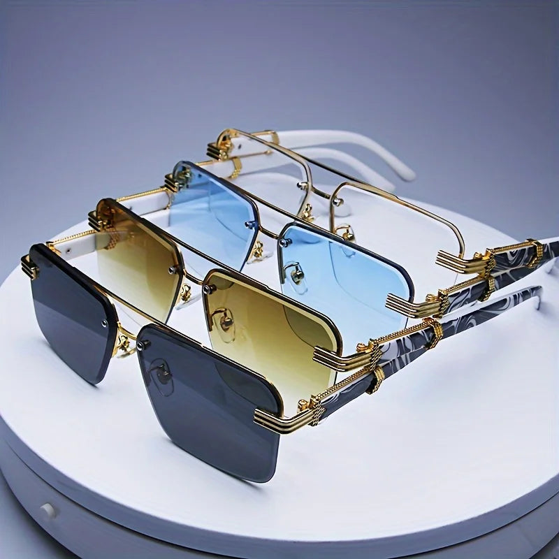 Classic Small Square Rimless Sunglasses Unisex Sunglasses