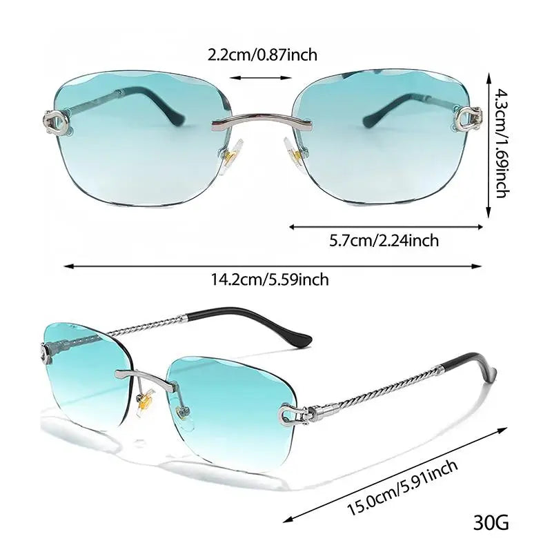Vintage Frameless Luxury Wave Metal Unisex Sun Glasses