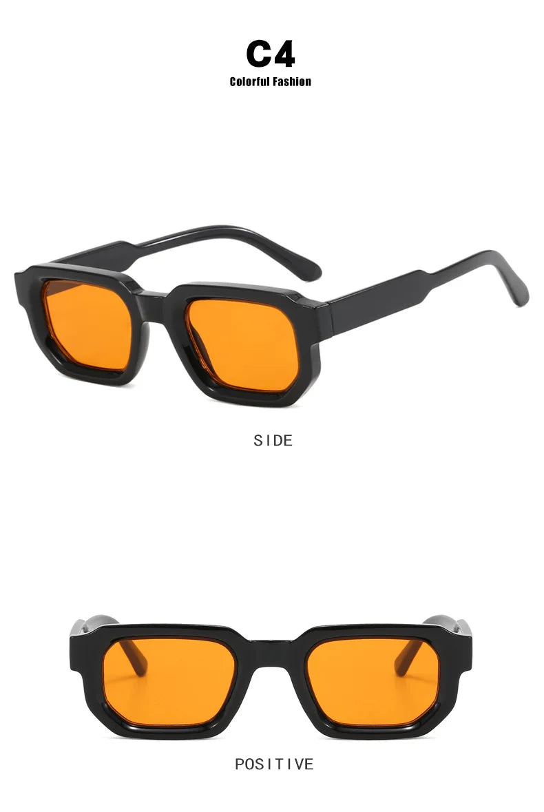 Vintage Rectangle Frame Retro Luxury Brand Design Sunglasses