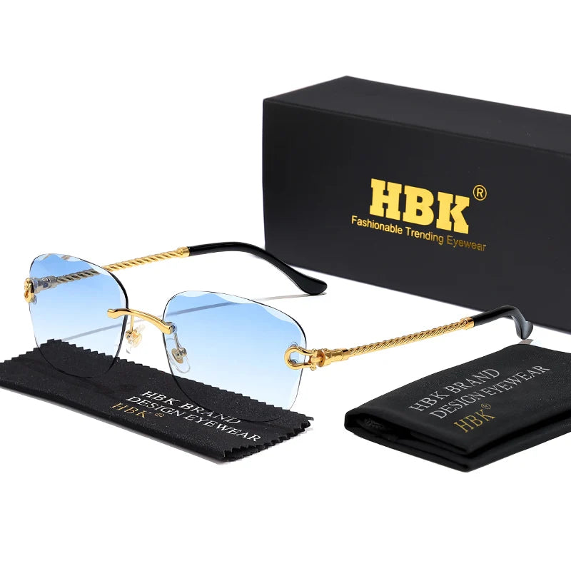 Vintage Frameless Luxury Wave Metal Unisex Sun Glasses